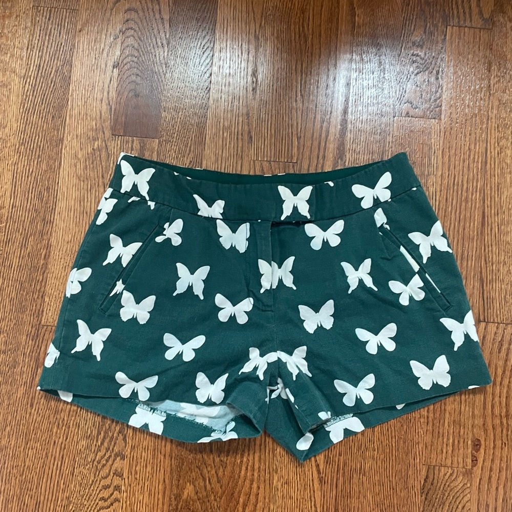 J-crew Green Butterfly Print Women's Shorts size 0